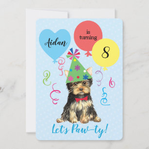 Convite Balões de Festa de aniversário Yorkie