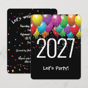 Convite Balões de Festa de Ano Novo 2027