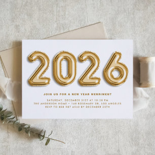 Convite Balões de folha de ouro 2024 Festa de véspera de A