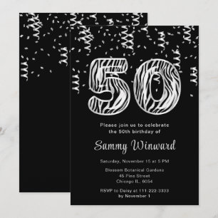 Convite Balões de Impressão de Zebra de 50º aniversário co