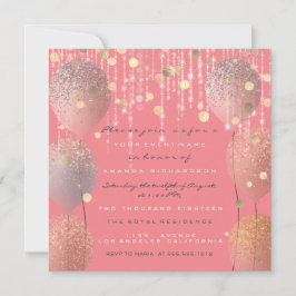 Convite Balões de Lâmpada Rosa Bridal 16.º Coral