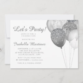 Convite Balões de Lâmpadas de Lata Branca Elegante Doce 16
