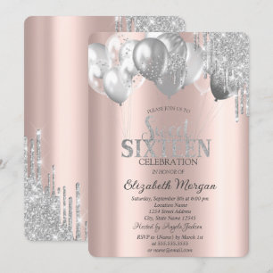 Convite Balões de na moda Glitter Glitter