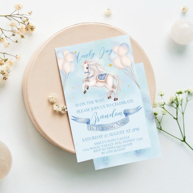Convite Balões de Pônei de Conto de Fadas para Aniversário (Criador carregado)
