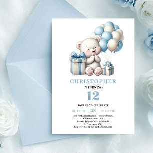 Convite Balões de ursinho azul menino aniversário capricho