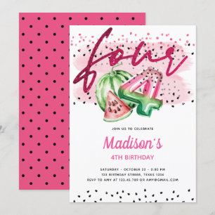 Convite Balões de Verão Letras Melon 4. Aniversário