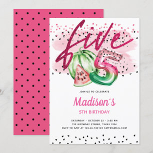 Convite Balões de Verão Letras Melon 5 Aniversário