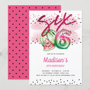 Convite Balões de Verão Letras Melon 6 Aniversário