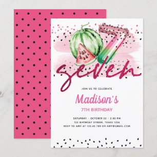 Convite Balões de Verão Letras Melon 7 Aniversário