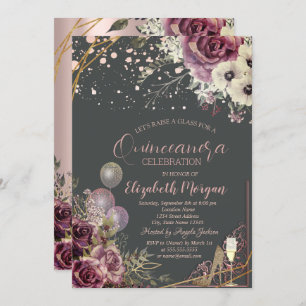 Convite Balões de Vidro Flores de Escalços Glitter Quincea