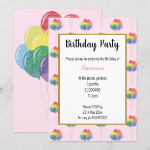 Convite Balões do arco-íris pintam vários aniversários