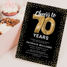 Convite Balões Dourados Aniversário de 70 Anos