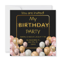 Balões Dourados. Aniversário elegante