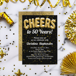 Convite Balões Dourados aplaudem 50 anos 50 anos 50 anos a