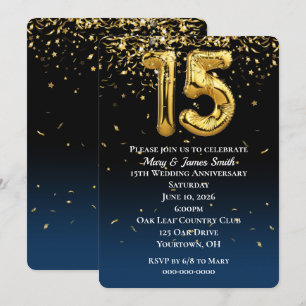 Convite Balões Dourados do 15 e Confetti Invitati