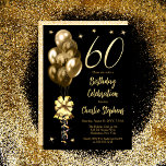 Convite Balões Dourados Elegantes na Festa de aniversário<br><div class="desc">Balões de tom dourado com brilho elegante com grandes arcos e galerias e estrelas de sotaque "60" 60º convite para comemoração da festa de aniversário.</div>