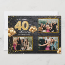 Balões Dourados Prateados e Pretos para 40º Aniver