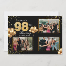 Balões Dourados Prateados e Pretos para 98º Aniver
