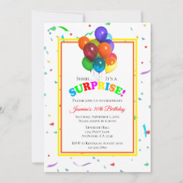 Convite Balões e Confetti Coloridos | Parte Surprise Invi