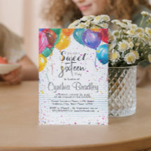 Balões e Confetti Doce 16 Festas de aniversário