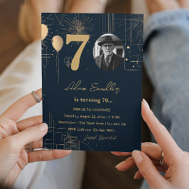 Convite Balões e fogos de artifício de festa de aniversári