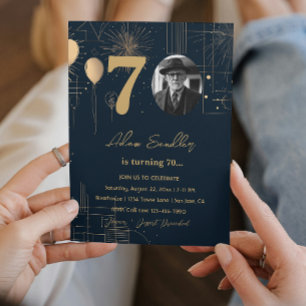 Convite Balões e fogos de artifício de festa de aniversári