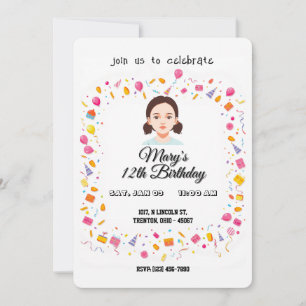Convite Balões e presentes de Festa de aniversário simples