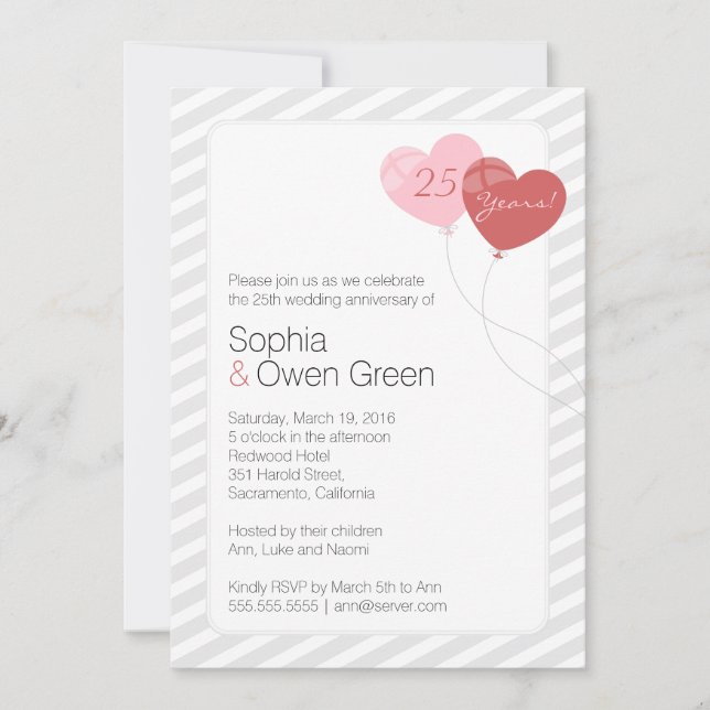 Convite Baloes Festa de Bodas de Prata de 25 Anos (Frente)