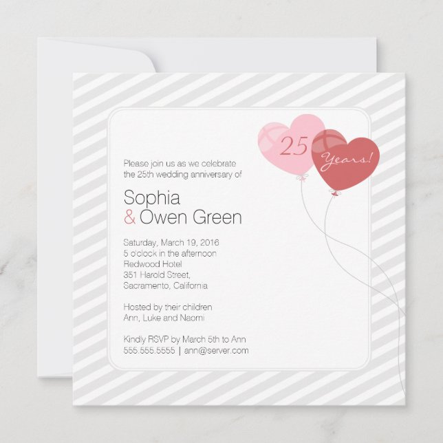 Convite Baloes Festa de Bodas de Prata de 25 Anos (Frente)