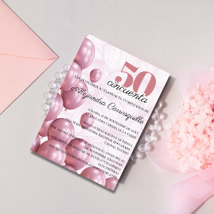 Convite Balões Florais Rosa Rosa Espanhola Aniversário de 