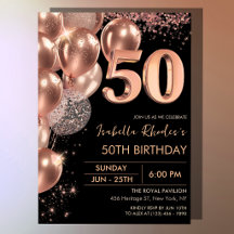 Balões Glam Black Rose Gold para Aniversário de 50