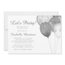 Balões Glitter Prata Branco Elegantes Sweet 16 