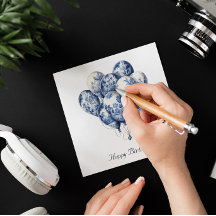 Balões no Azul Delft, personalizáveis