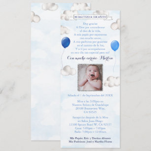 Convite Balões No Céu Latino Batismo Birthday Bautizo