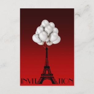 Convite Balões Paris Eiffel Tower Glam Chic Red