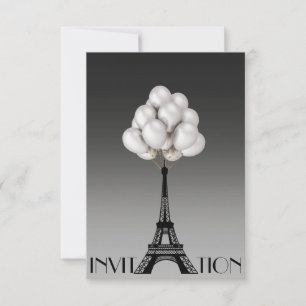 Convite Balões Paris Eiffel Tower Glam Cinza de ic Chic