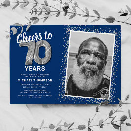 Convite Balões Prateados de Aniversário de 70 anos