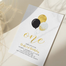 Balões Preto e Dourado para Aniversário de 1 Ano d