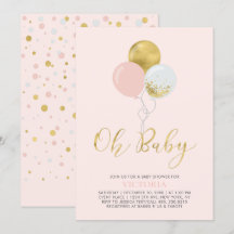 Balões Rosa e Dourado | Oh Menina Bebê Chamada Bab