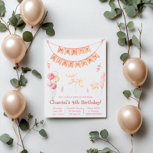 Convite Balões rosa e Festa de aniversário de banner