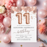Balões Rose Gold Aniversário de 11 anos Confete