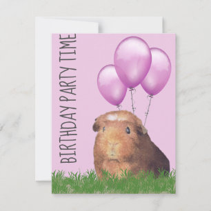 Convite Balões Roxos de Guiné Aniversário Personalizado