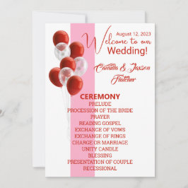 Convite Balões vermelhos. Programa Elegant Ceremony