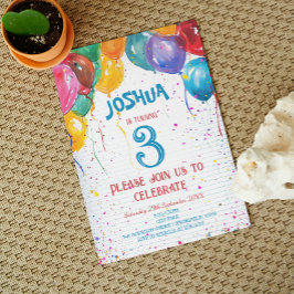 Convite Balões vibrantes e Festas de aniversário alegres