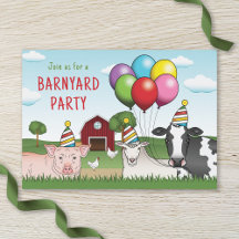 Baloões e Chapéus de Aniversário de Animais da Faz
