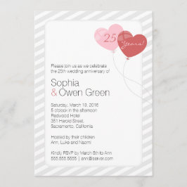 Convite Baloões Festa de Bodas de Prata de 25 Anos