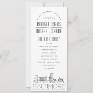 Convite Baltimore Programa de Casamento Modern Deco