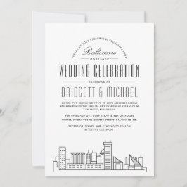 Convite Baltimore Wedding | Skyline Moderno Deco