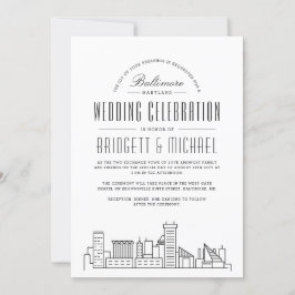 Convite Baltimore Wedding | Skyline Moderno Deco