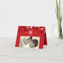 Convite Bamboo Leaves Double Happiness Chinese Wedding